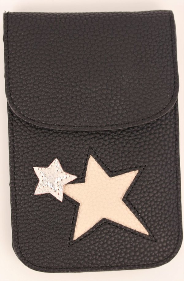 "Star" schwarze  Handytasche mit Sternmotiven